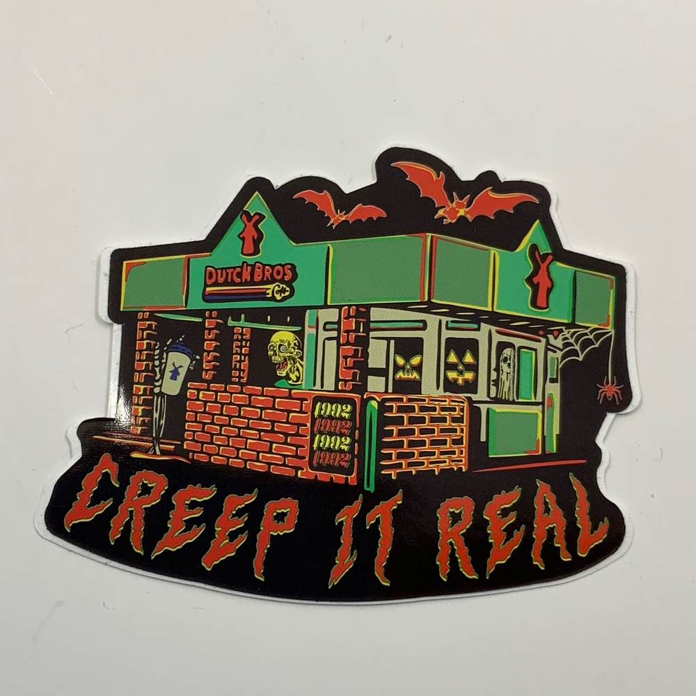 Dutch Bros Coffee Creep It Real Halloween Sticker October 2024 Spooky Skeleton